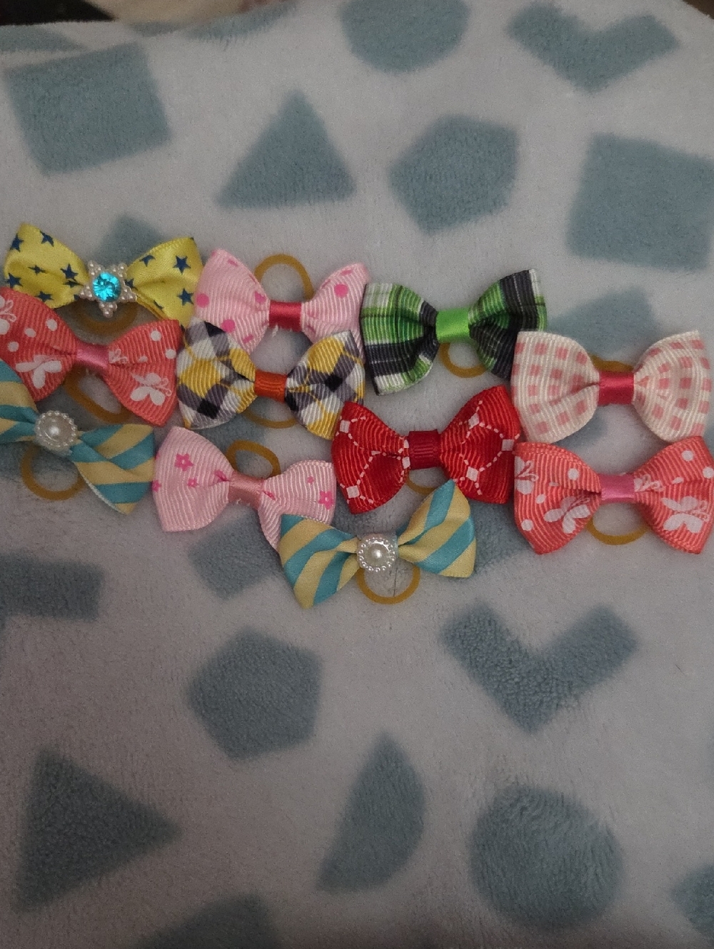 Bows Assorted Dog Bow Hair Elastics - Multi-Color Set Of 11 Pack # 5